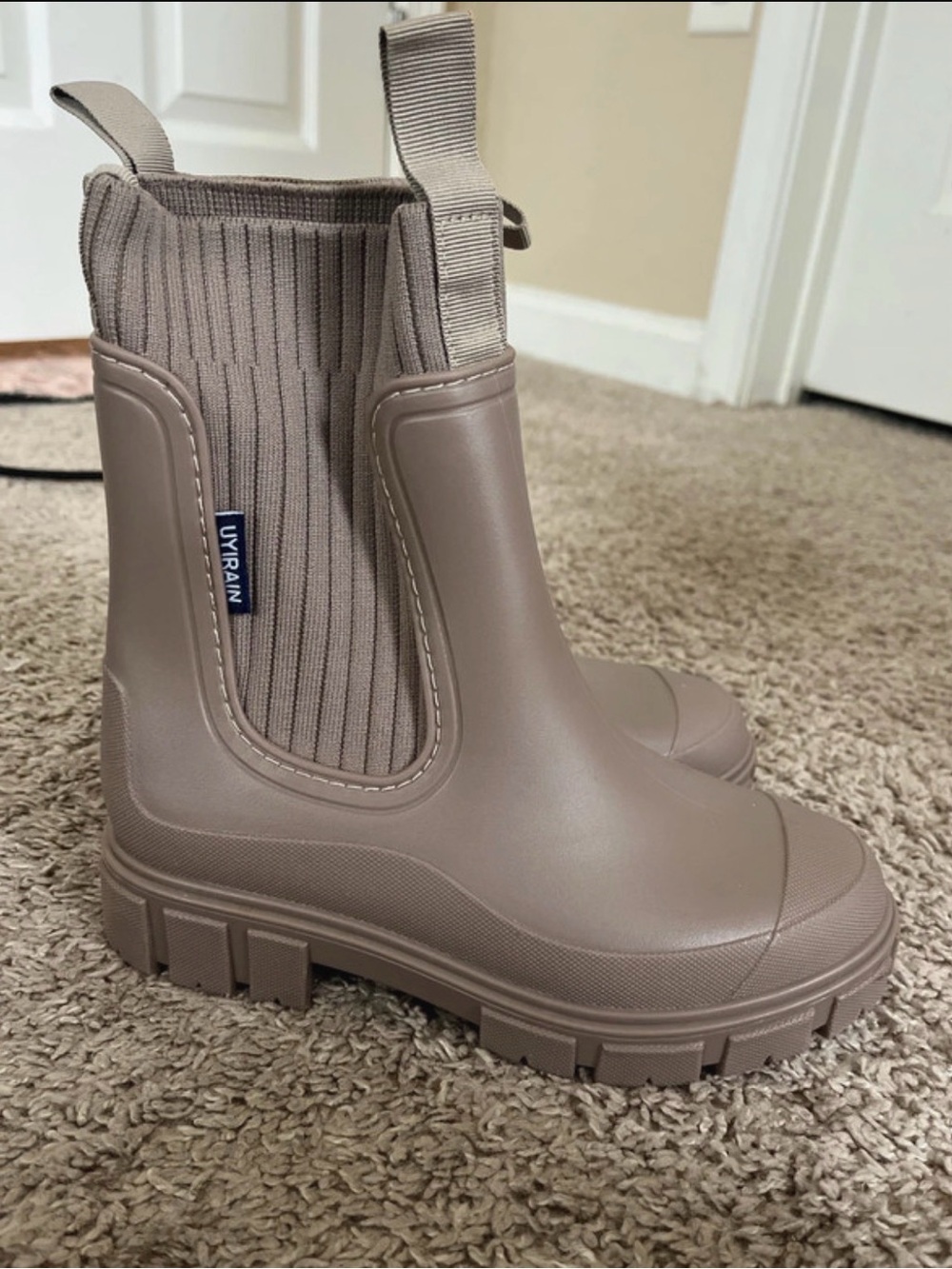 Taupe Uyirian Chelsea Rain Boots for Women